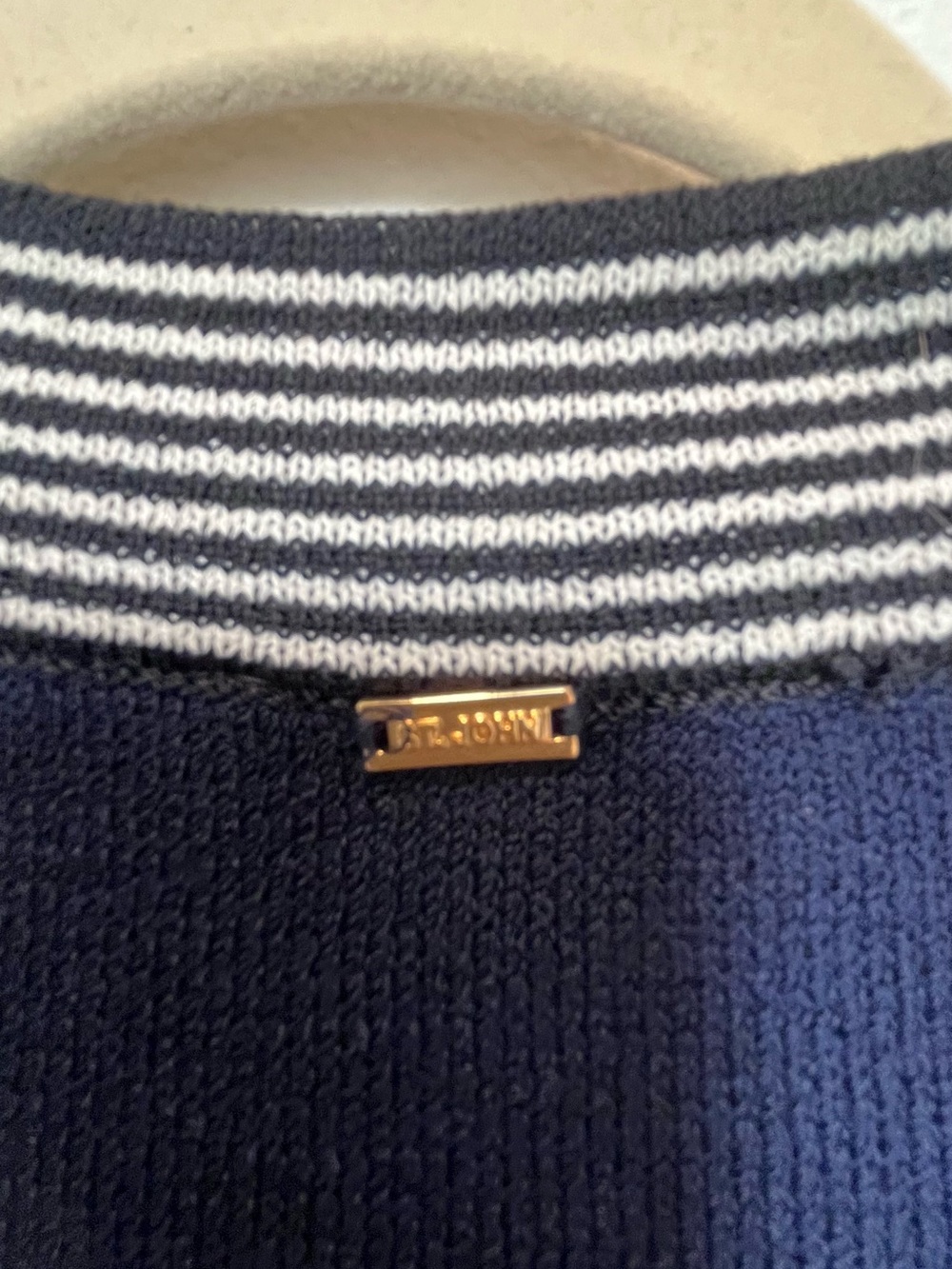 St. John Sport Navy and White &Black Striped Knit Zip Jacket - Picture 4 of 9